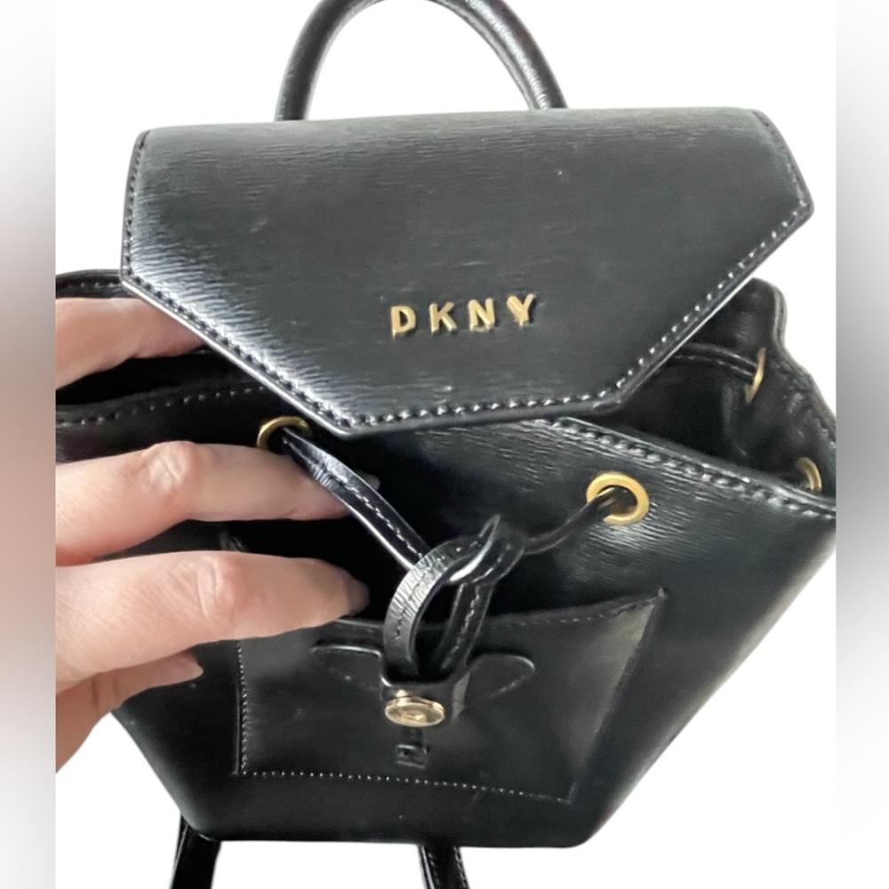 DKNY Black Leather Mini Backpack - Picture 5 of 10